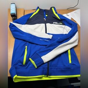 Ralph Lauren RLX Blue and White Zip-Up Jacket Size Small